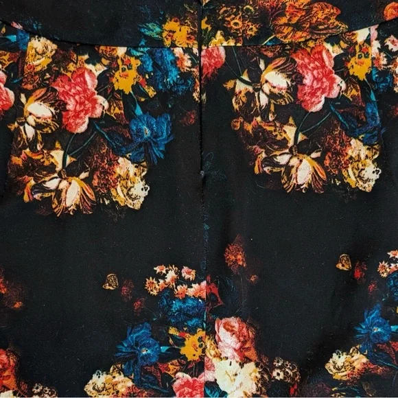 Size 10 Lined Floral Cynthia Rowley Black Pencil Skirt Maximalist Whimsical - Picture 11 of 12